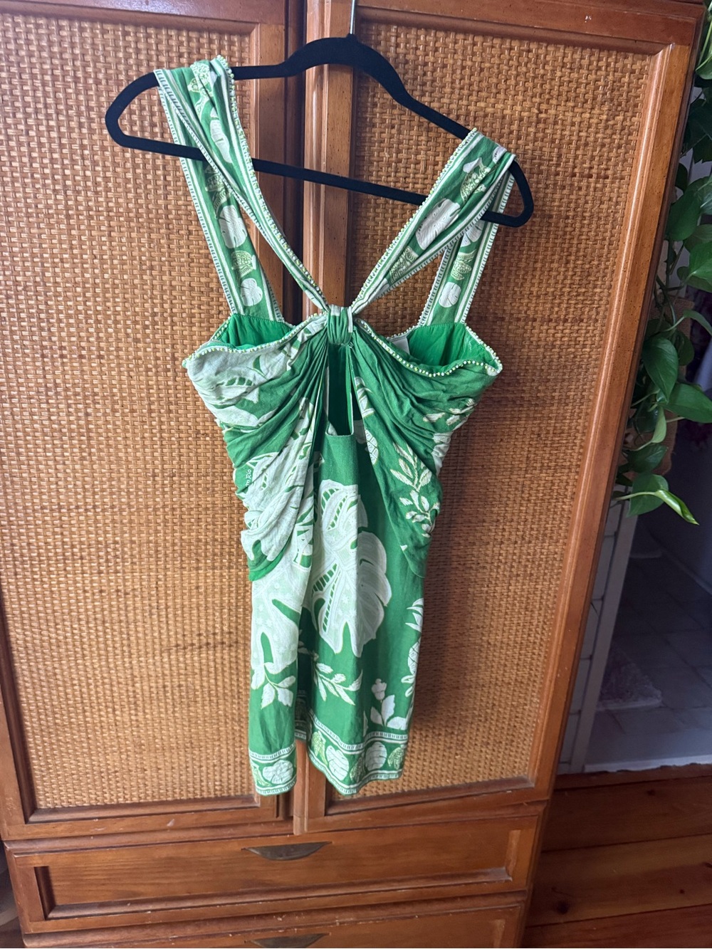 FARM Rio Green Tropical Knot-Front Mini Dress - Picture 4 of 4